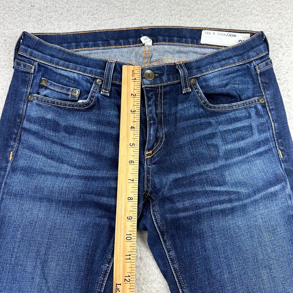 Rag & Bone Dre Jeans Womens‎ 27 Straight Leg Dark Wash Raw Hem Low Rise Blue - Picture 4 of 11